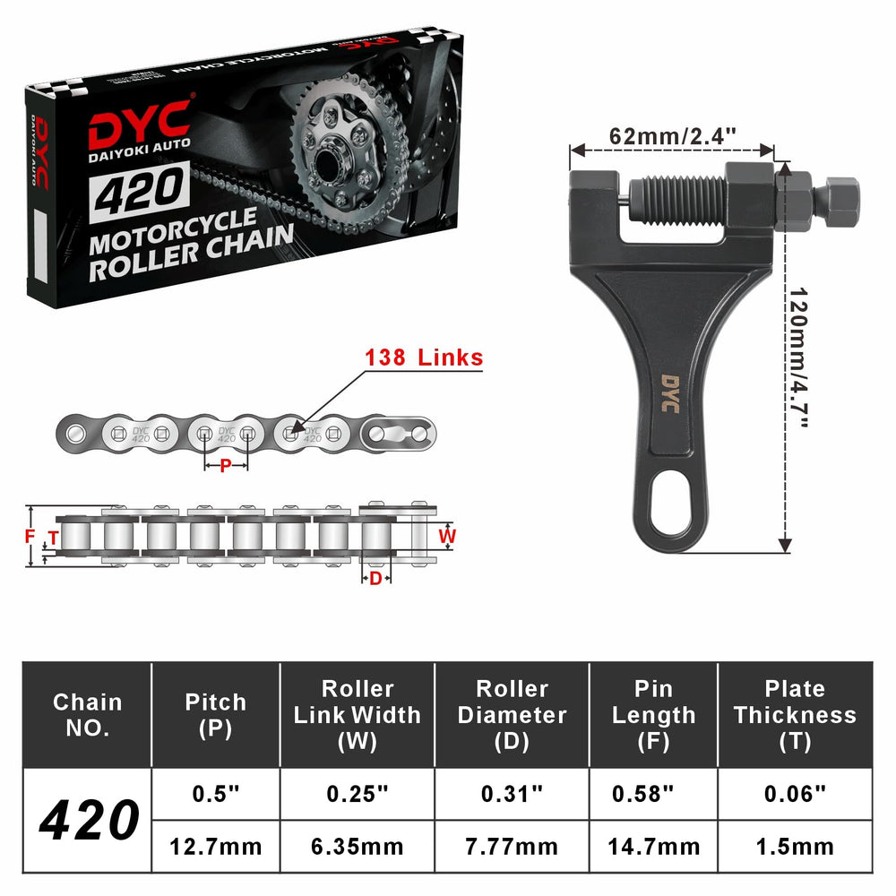 DYC chain breaker tool ready for sizing during gearing changes
