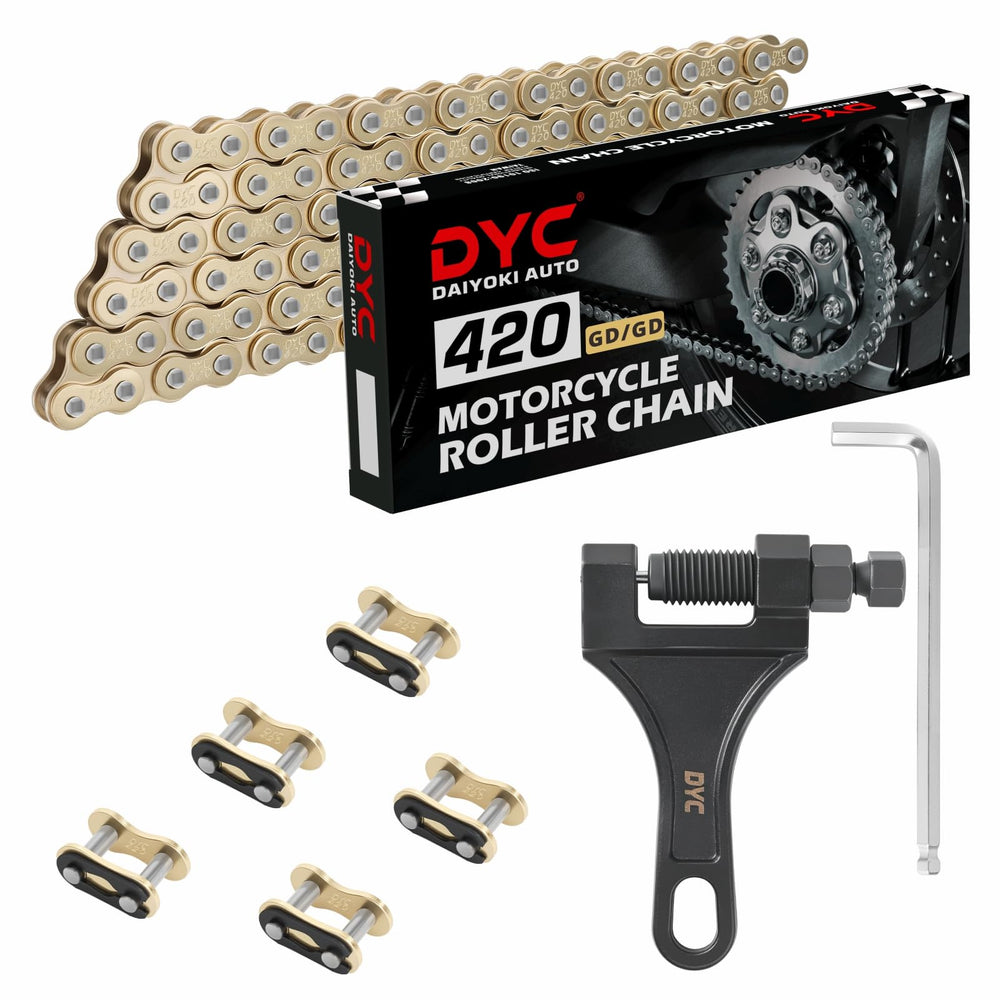 DYCTAHO DYC-420 gold-plated chain kit for durable power transmission on ATVs.