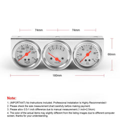 Dyno Racing 52mm illuminated dial for night readability.