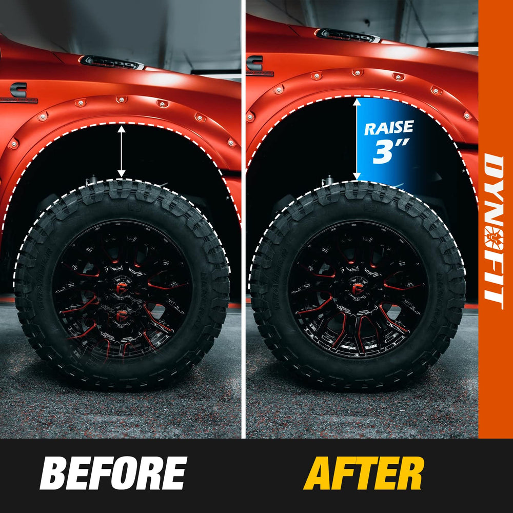 Dynofit leveling kit machining precision ensures durability and smooth ride.