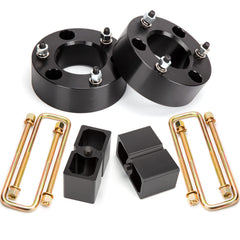 Dynofit front spacers show a 3 inch lift for improved stance and ground clearance
