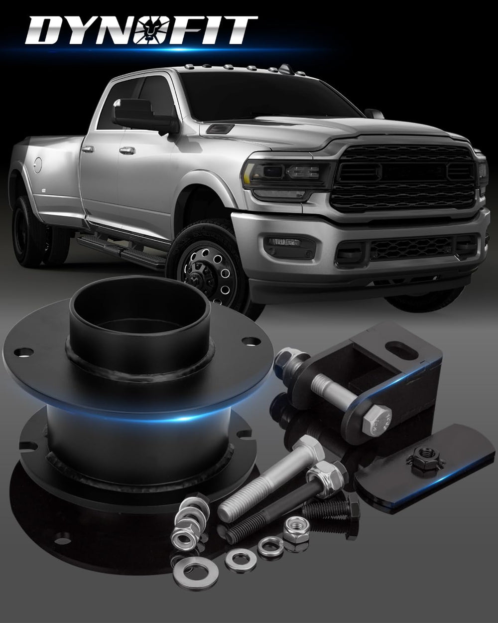 Dynofit shock extension brackets protect shocks during lift upgrade.