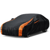 DYTARGET full exterior sedan car cover front view shields your car from sun and rain.