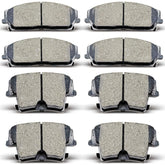 DYZJKWJW D1056/D1057 front brake pads close-up with ceramic material and low dust.