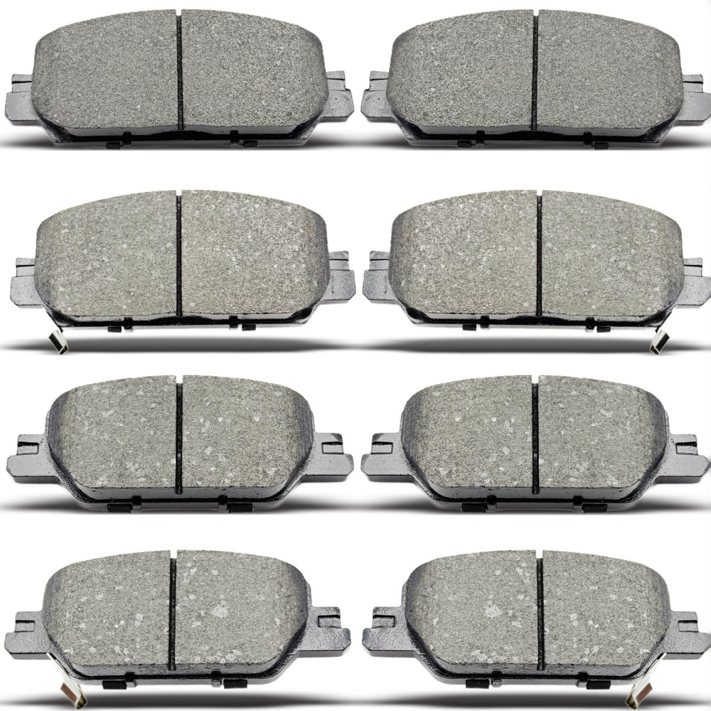 DYZJKWJW brake pad pack shot for front and rear replacement, eight-piece set.