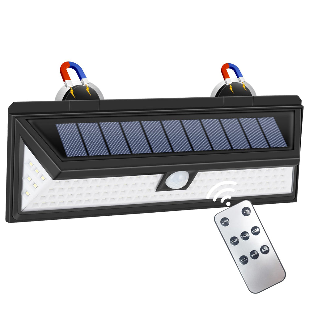 DZGKGM magnetic solar RV light with 118 LEDs for bright exterior visibility.