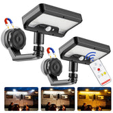 DZGKGM magnetic solar RV lights pack mounted on an exterior surface for quick, damage-free illumination.