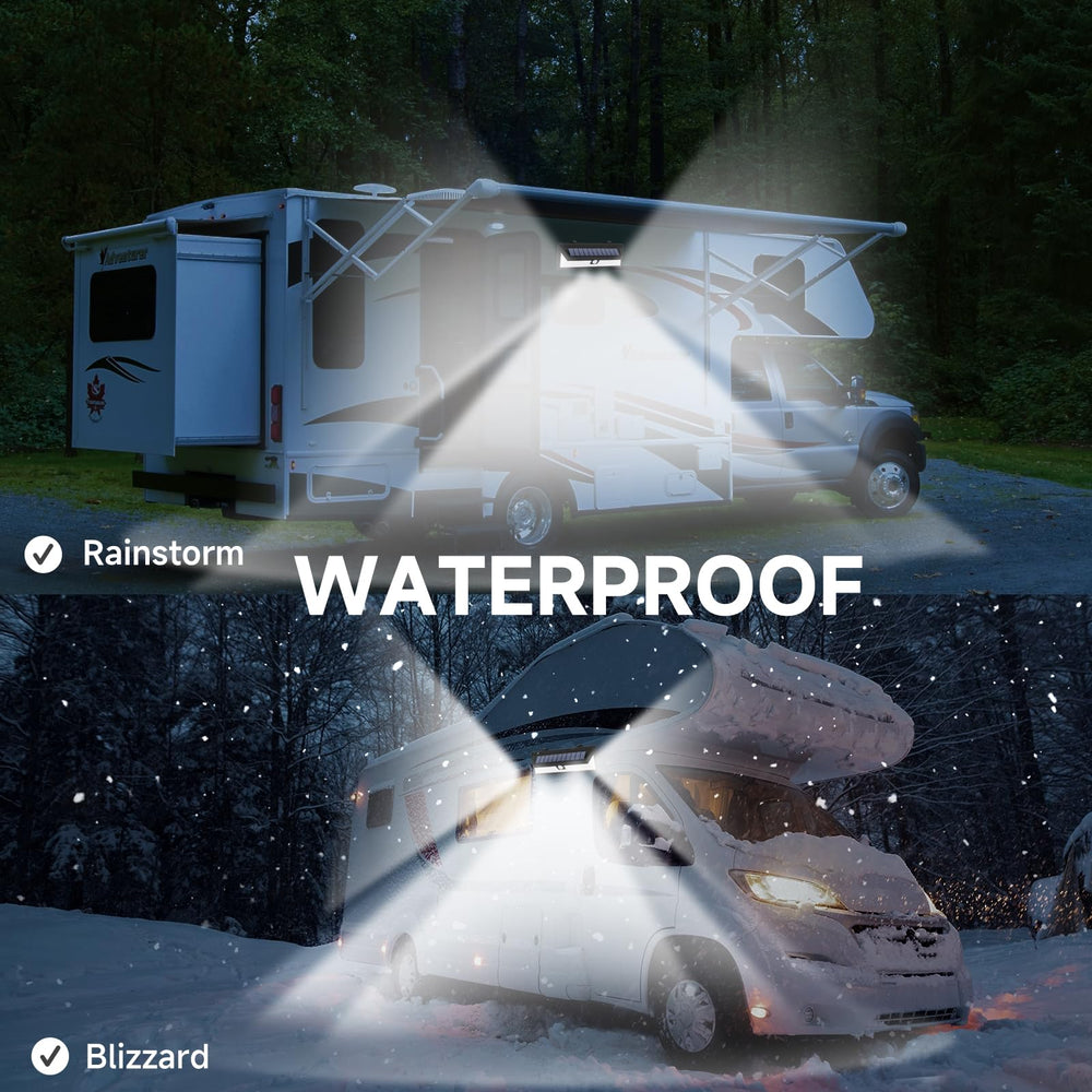 DZGKGM exterior RV light IP65 waterproof for year-round camping weather.