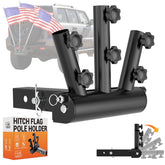 DZGKGM triple flag pole holder, 90-degree angle, improves roadside visibility for flags.