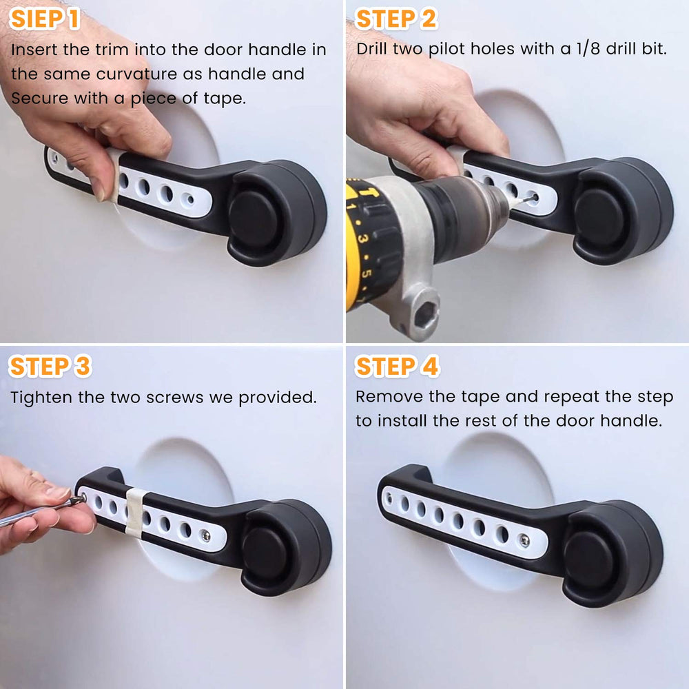 E-cowlboy aluminum door handle trim easy to install on Wrangler.