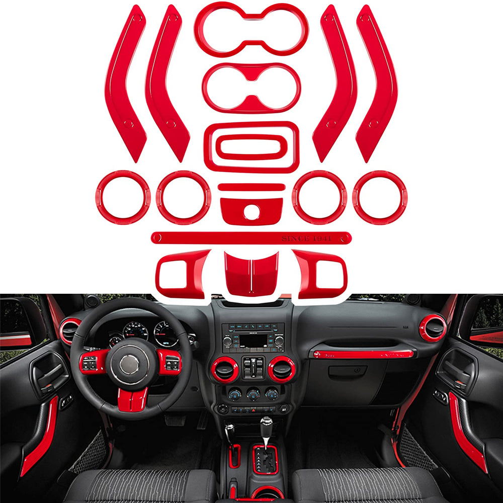 E-cowlboy dashboard trim for Jeep Wrangler JK adds a durable red accent.
