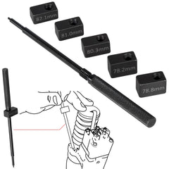 E-cowlboy injector height gauge shows 78.2mm for precise timing checks.