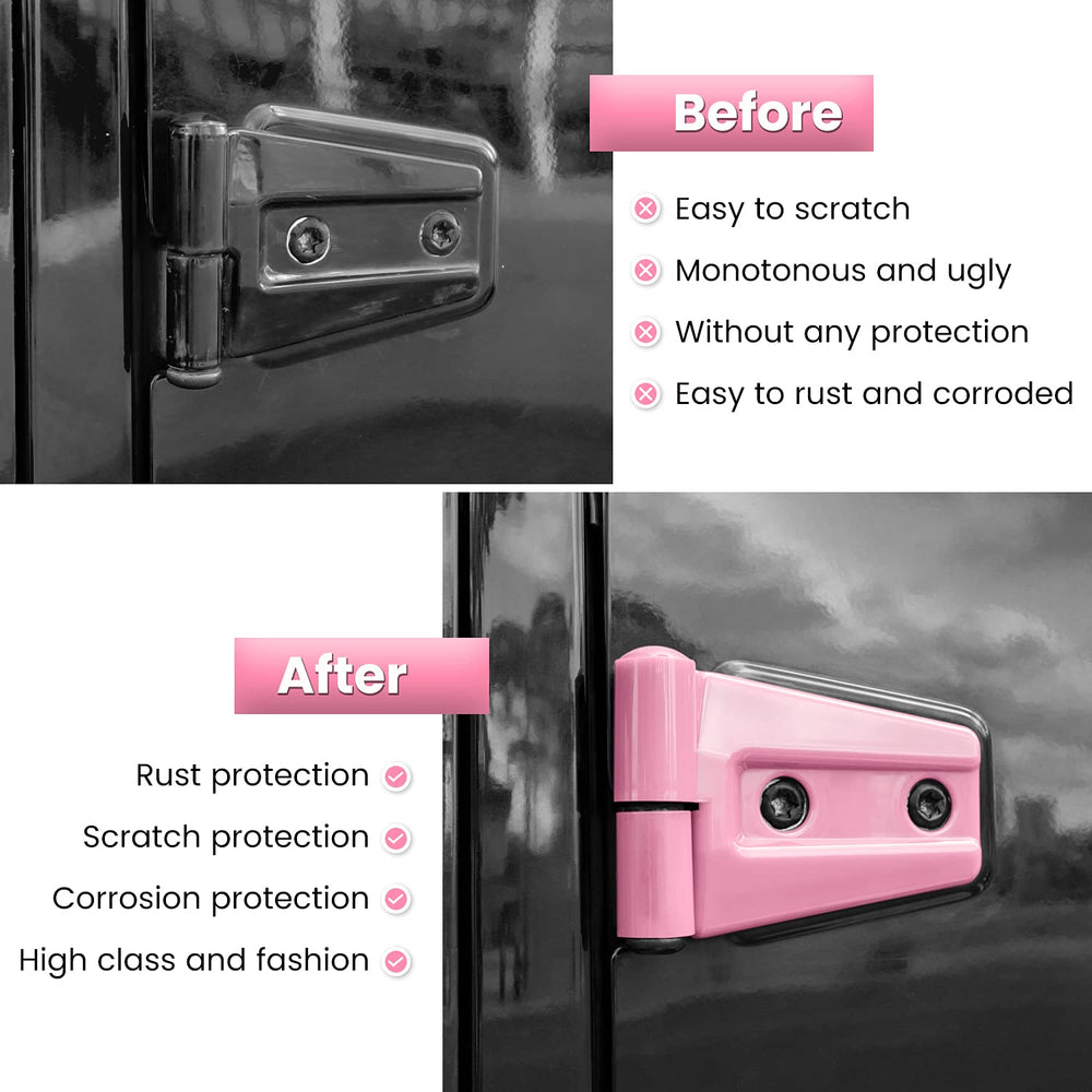 Edge protection detail of E-cowlboy pink hinge cover.