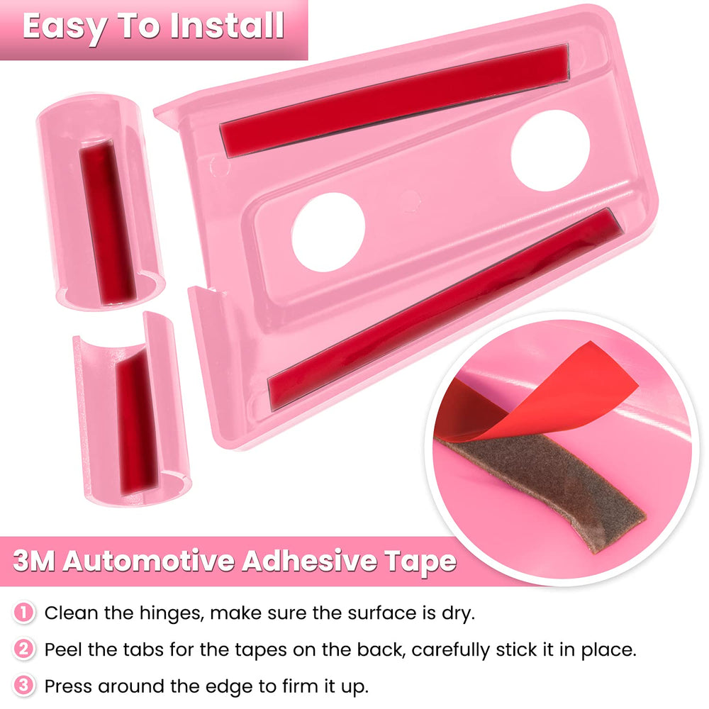 Panel detail showing premium pink hinge cover finish.