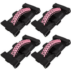 E-cowlboy roll bar grab handle on Jeep Wrangler for easy entry and secure grip.