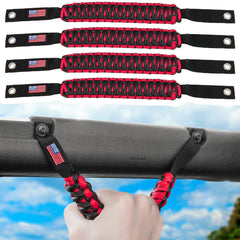 E-cowlboy roll bar grab handle paracord red 4-pack for secure entry and off-road support.