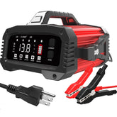 E-FAST 25A charger front view showing rugged aluminum housing for durable high-amp charging.