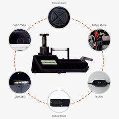 E-HEELP 12V/24V power options with a 5 m cable for on-the-road use.