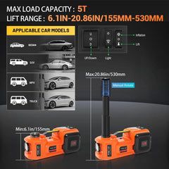 E-HEELP 12V power options image highlights battery clip and cigarette lighter use.
