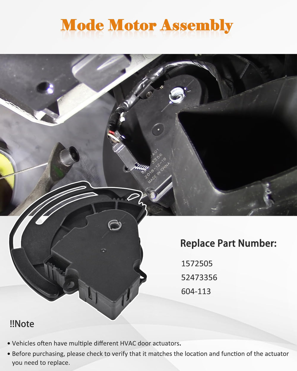 E-Shin 604-113 actuator side installation angle for straightforward swap.
