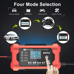 EAFCar protections guard against overvoltage, overcurrent, and reverse polarity.