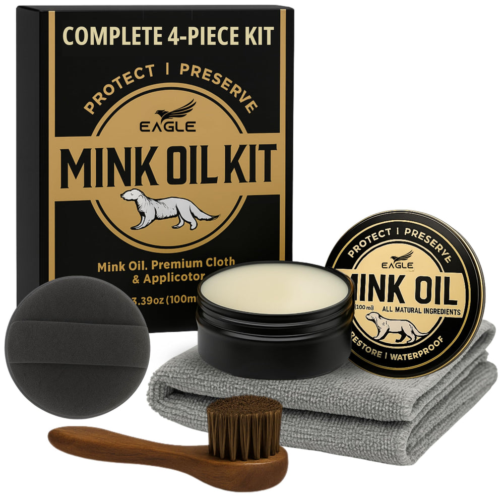 Eagle 4-in-1 mink oil kit bottle applies conditioner evenly and nourishes leather