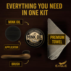 Eagle 4-in-1 mink oil kit brush distributes conditioner smoothly on leather