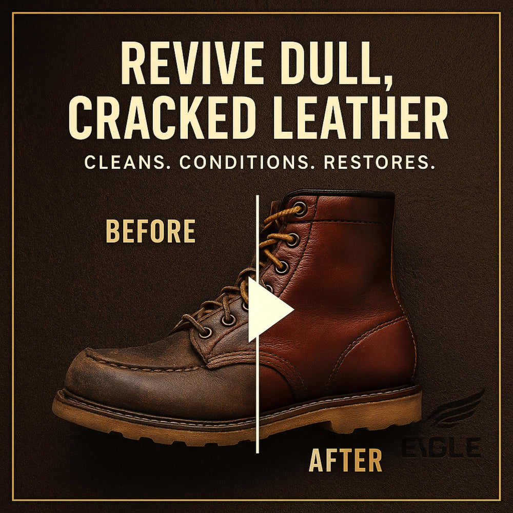 Eagle 4-in-1 mink oil kit microfiber cloth buffs to a revived leather finish