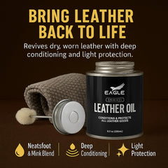 Eagle Leather Oil Conditioner premium waffle cloth ready for even buffing and residue-free finish.