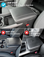 Close-up stitching on Eaglecover Ram 1500 center console cover highlights durability.