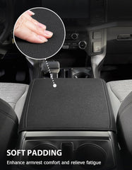 Eaglecover center console cover for F-150 with anti-scratch surface protects lid finish.