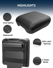 Eaglecover center console cover for F-150, stitching detail in black gray enhances style.