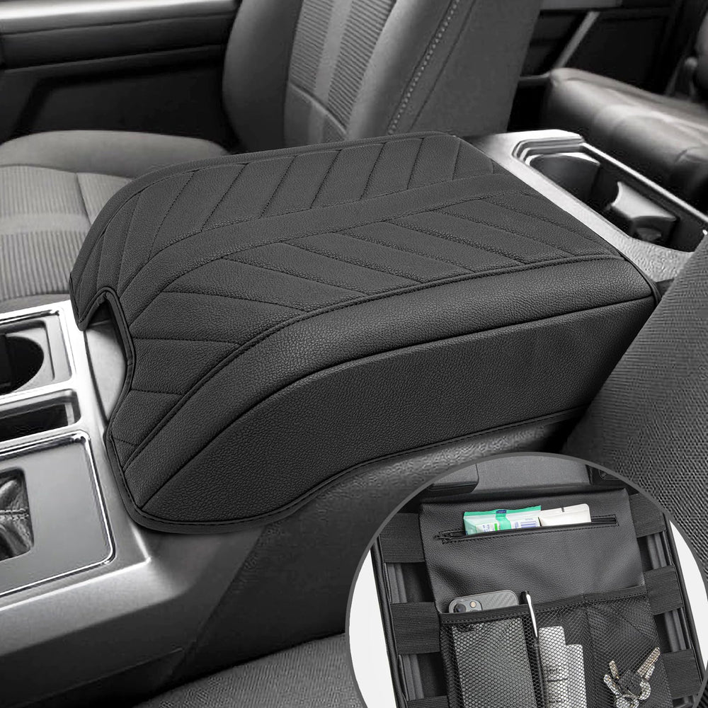 Eaglecover center console cover close-up in PU leather for premium protection