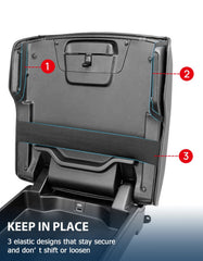 Eaglecover floor console bucket seat-only design fits RAM models, not for split benches.