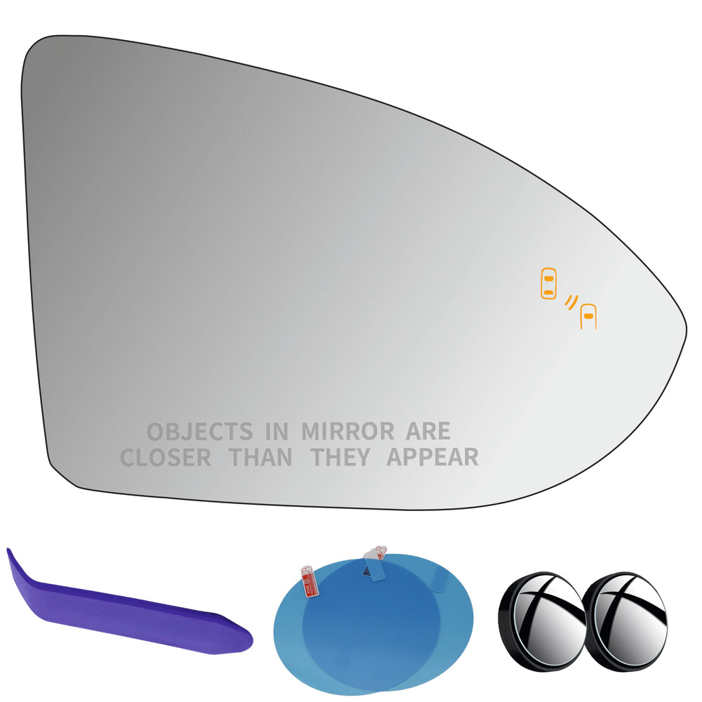 EAP passenger-side mirror glass with heated blind-spot improves visibility in rain