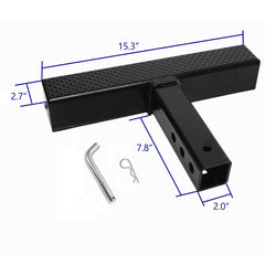Eapele hitch step includes hitch pin and clip for quick securement.