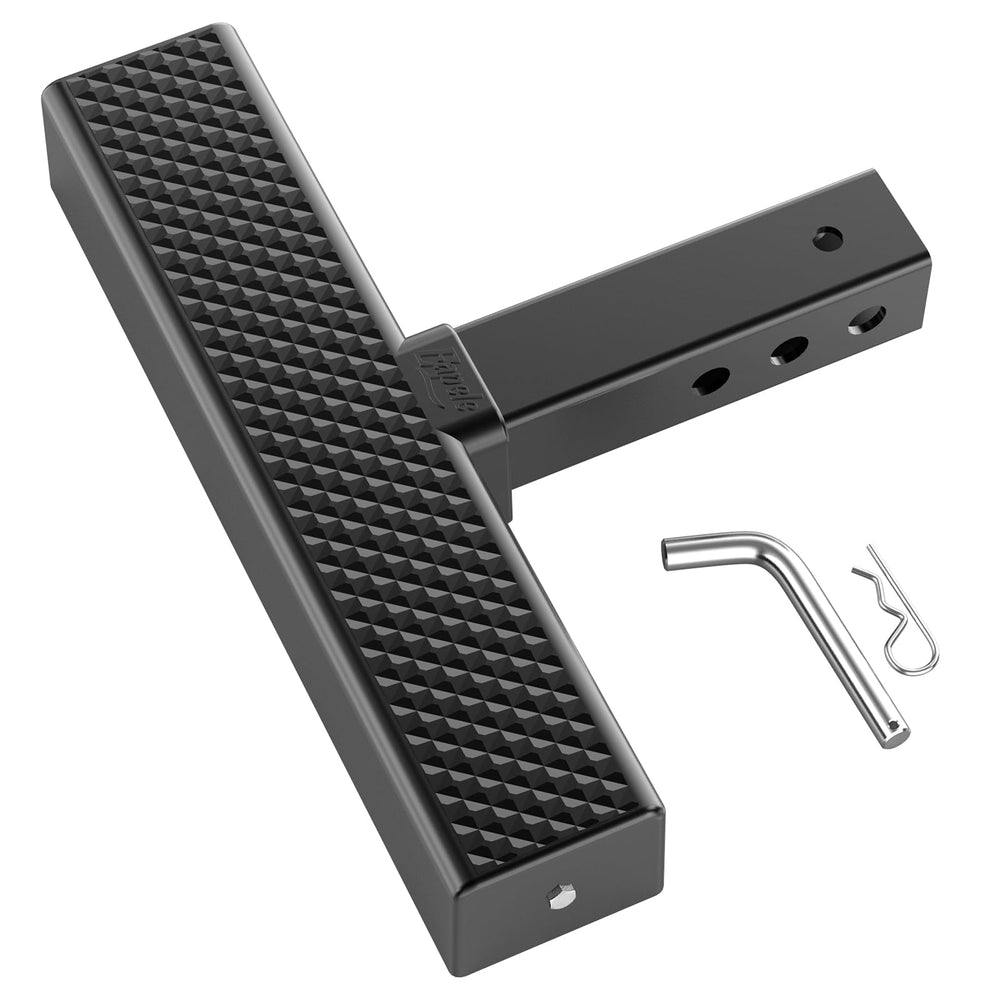 Eapele hitch step installed on a 2-inch receiver for easier rear entry.