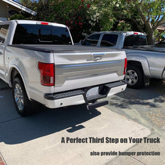 Eapele hitch step with weatherproof coating resists rust.
