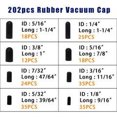 Easily vacuum caps eight-size set showing versatile fit options.