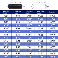 Easily Vacuum Caps Rubber Plug Kit includes 14 sizes for precise sealing on hoses and manifolds