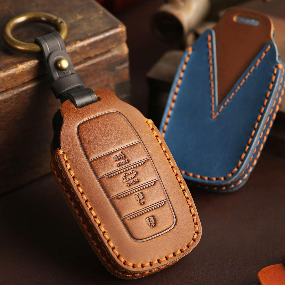 EASYANT Toyota Tundra key fob cover matte brown finish for a refined appearance.