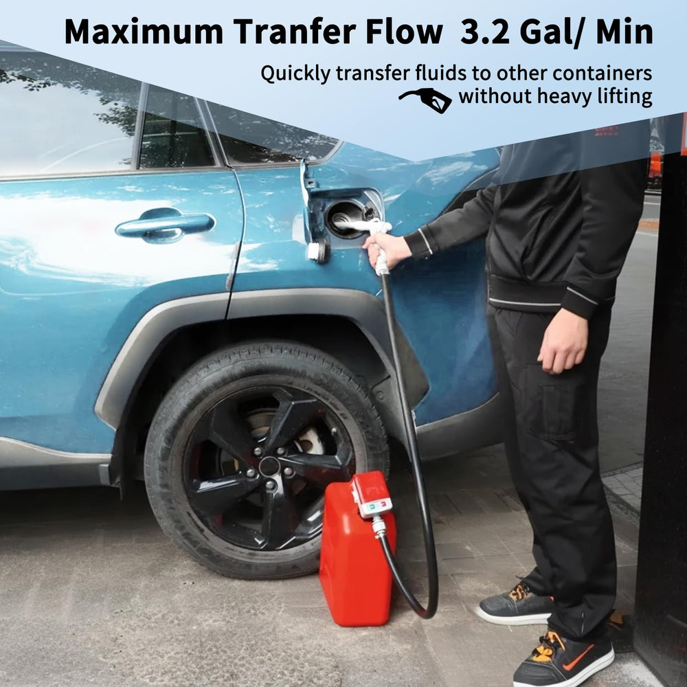 Hand-trigger nozzle provides precise flow control to minimize spills.