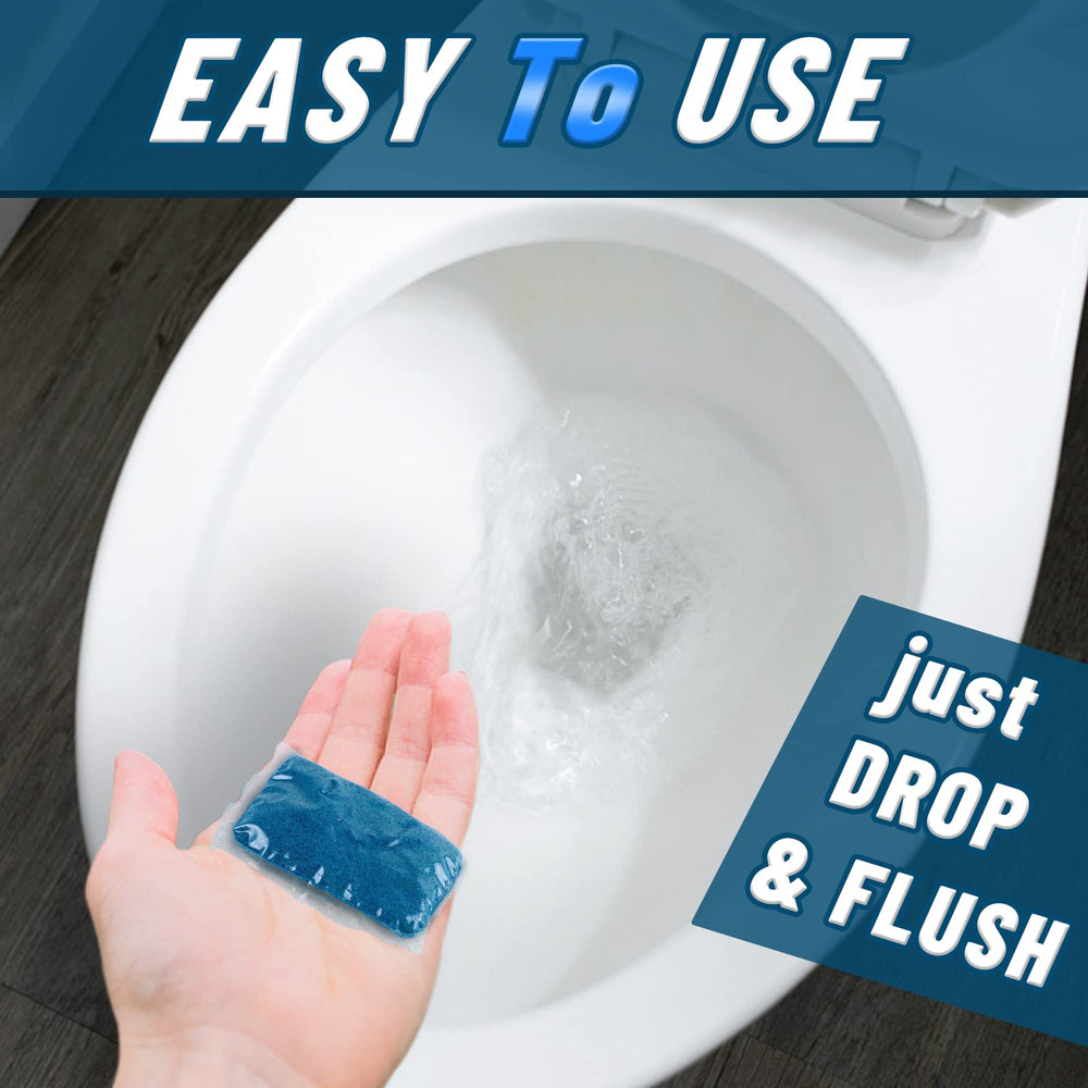 Simple usage steps for Eazy2hD RV toilet treatment in a holding tank.