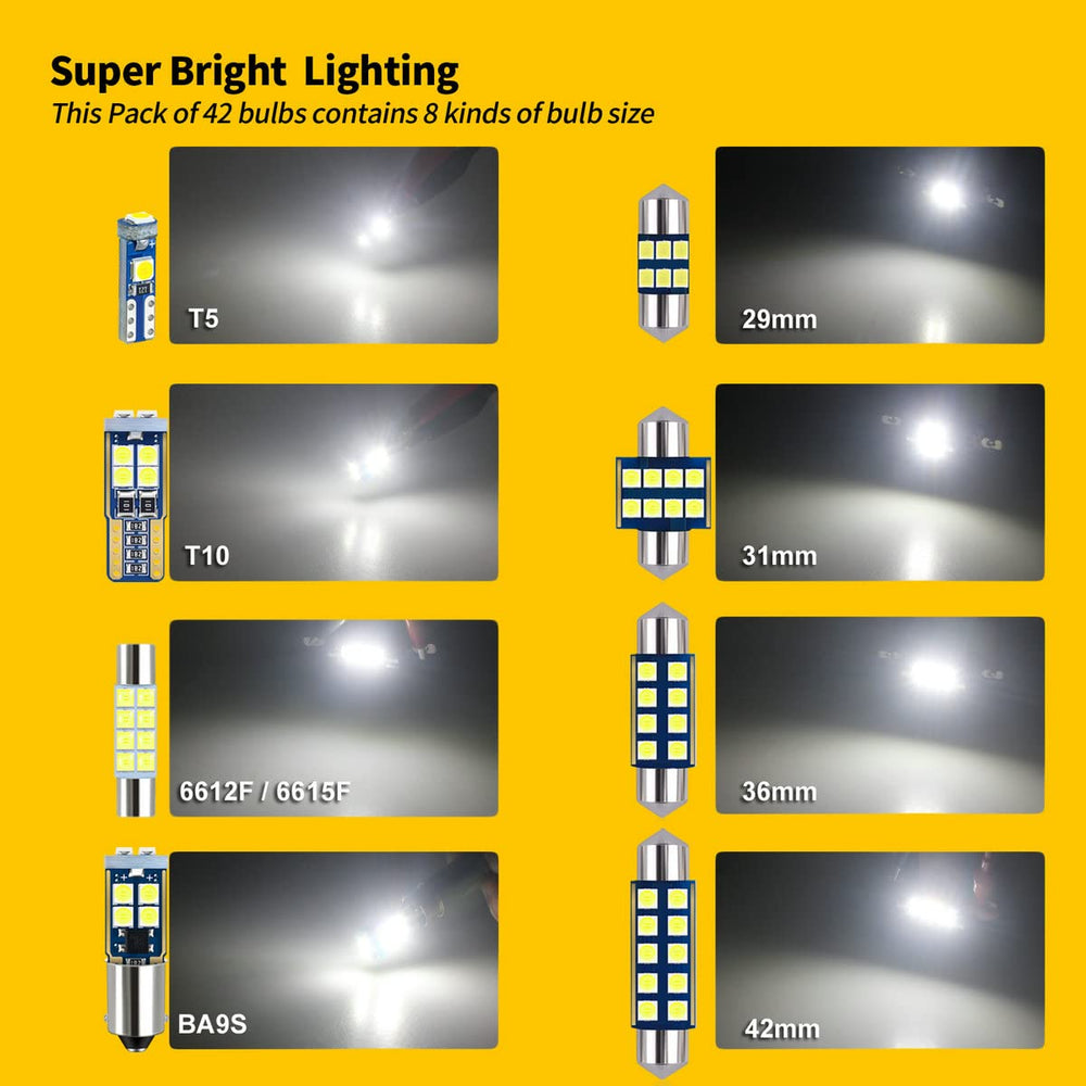 EBAIFUN 36mm festoon LED bulbs for trunk and door lights.