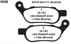 EBC FA458HH disc brake pad set side profile, OEM design for easy installation