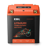 EBL lithium YTX30L-BS battery front view highlighting compact power