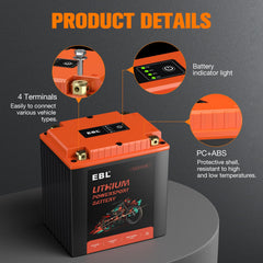 EBL lithium YTX30L-BS universal-fit graphic showing broad compatibility