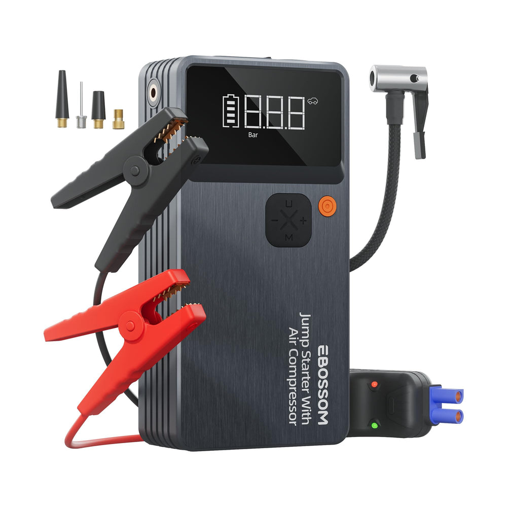 EBOSSOM JC8 front view shows a compact jump starter ready for roadside aid