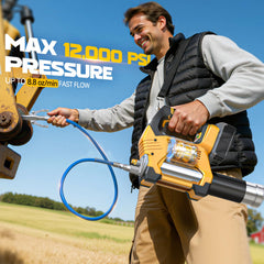 Ecarke cordless grease gun with 12,000 psi performance for heavy-duty tasks.