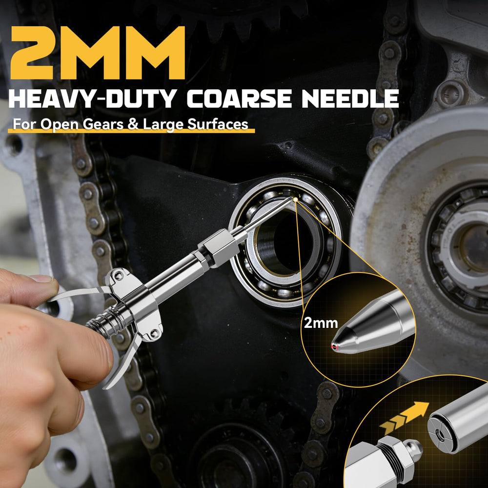 Ecarke fine needle coupler enables precise lubrication on small parts.